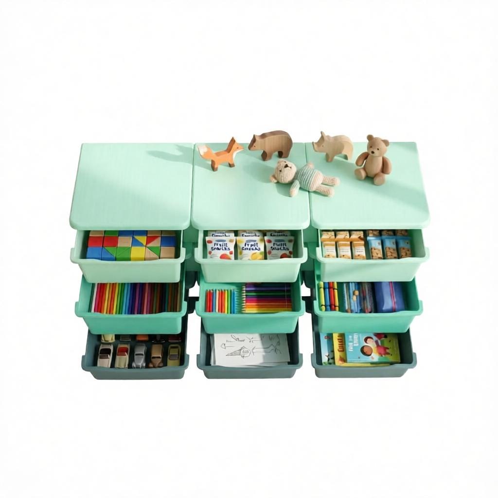 Tour de rangement 9 tiroirs pour jouets, meuble modulable