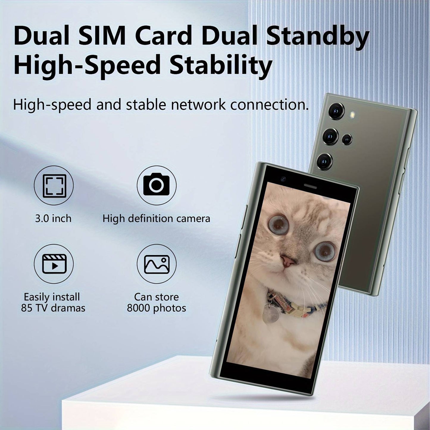 Mini smartphone enfant, écran 3 pouces anti-fatigue, GPS
