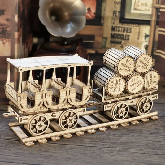 Maquette 3D en bois wagon à tonneaux de bière