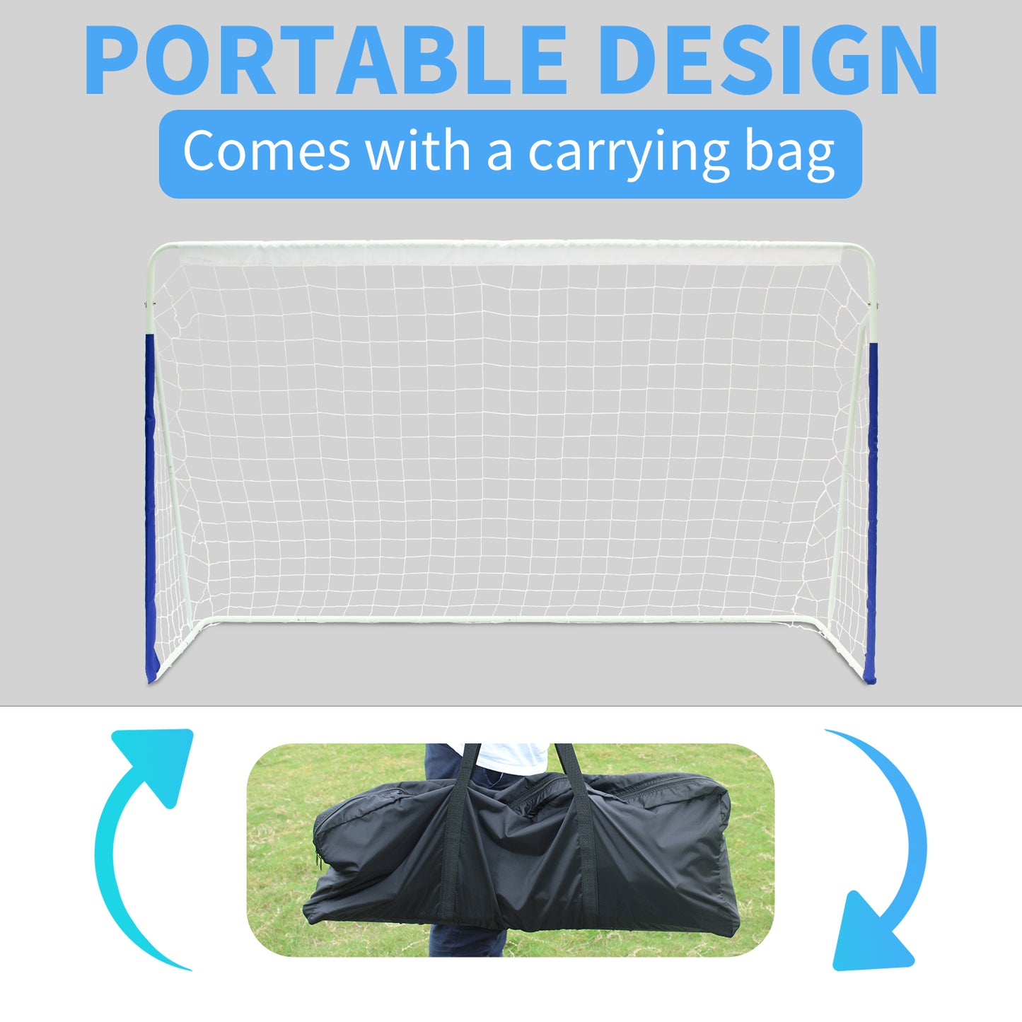 But de foot pliable 2,4 x 1,5 m, cadre acier résistant