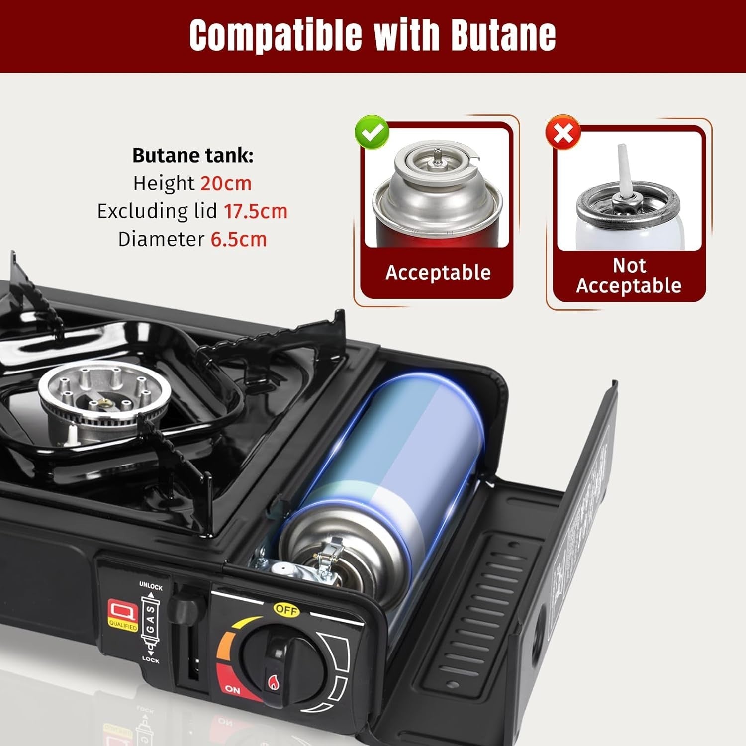 Réchaud à gaz butane portable, camping et pique-nique