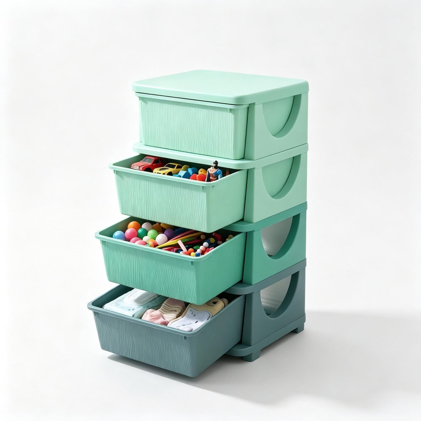 Tour de rangement à tiroirs pour jouets, enfant, vert