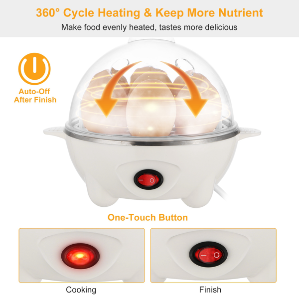 Electric Egg Cooker, 7 Egg Capacity, Auto Shut-Off