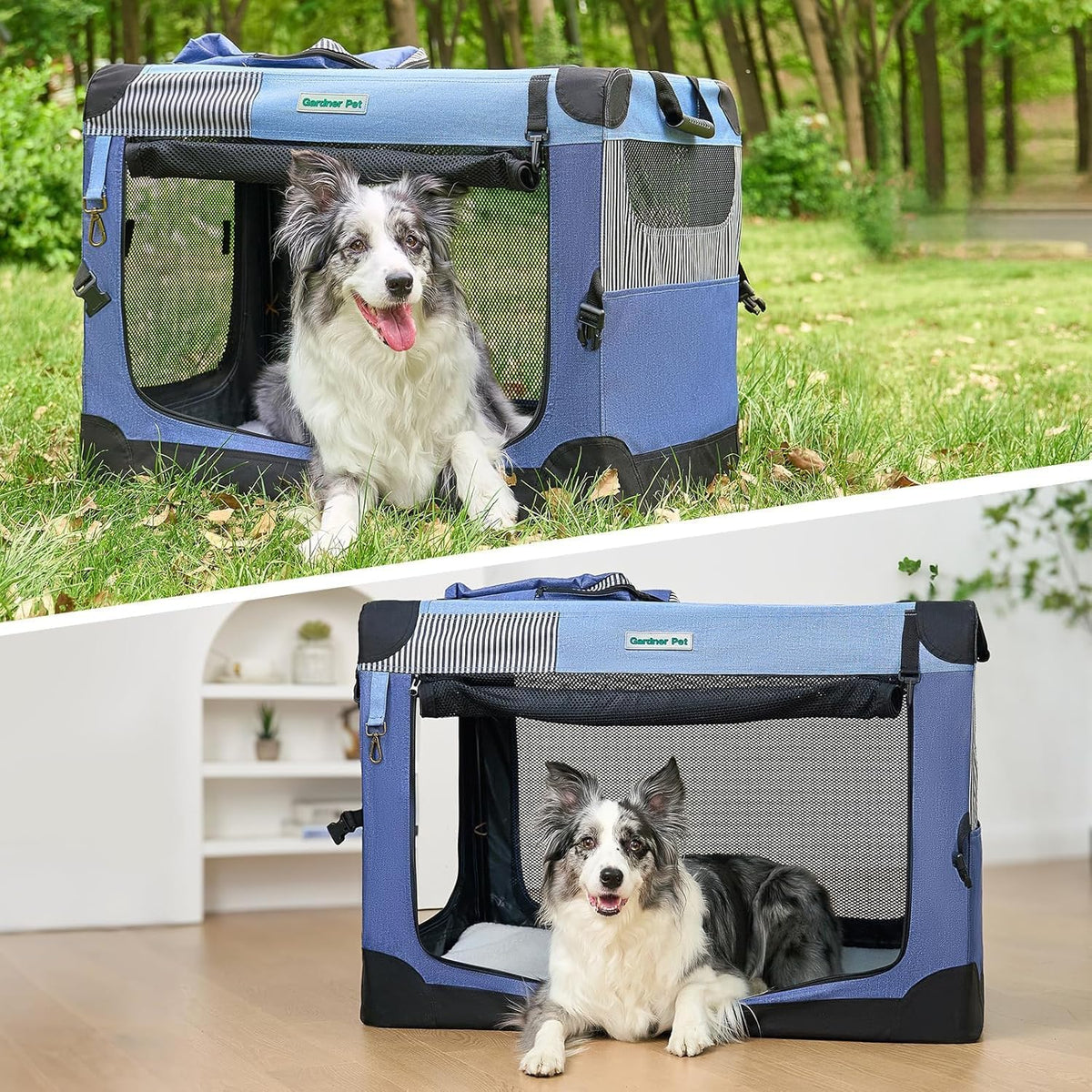 Folding dog transport cage, grey, 66 x 48 x 48 cm