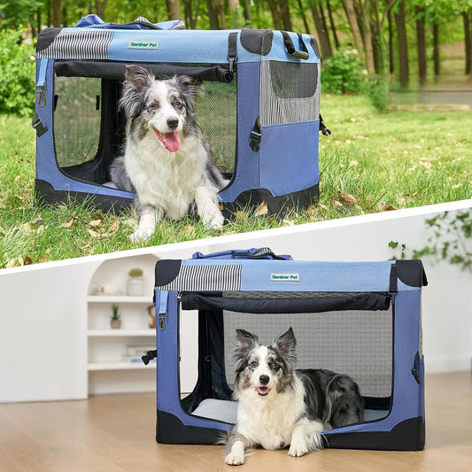 Cage de transport pliable pour chien, grise, 66 x 48 x 48 cm