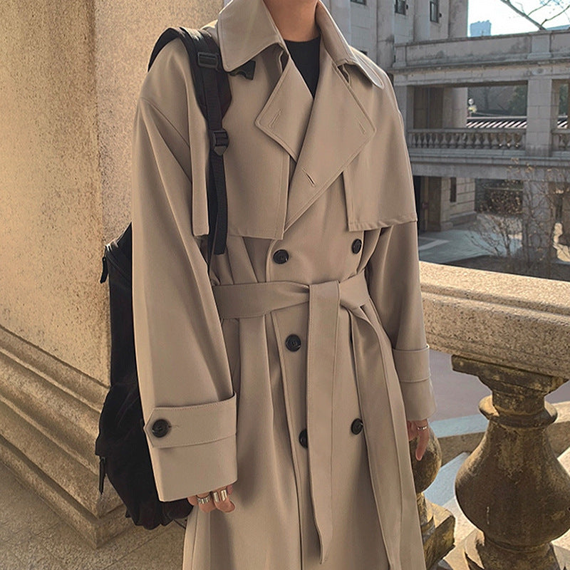Manteau homme long à double boutonnage, coupe ample et chaude