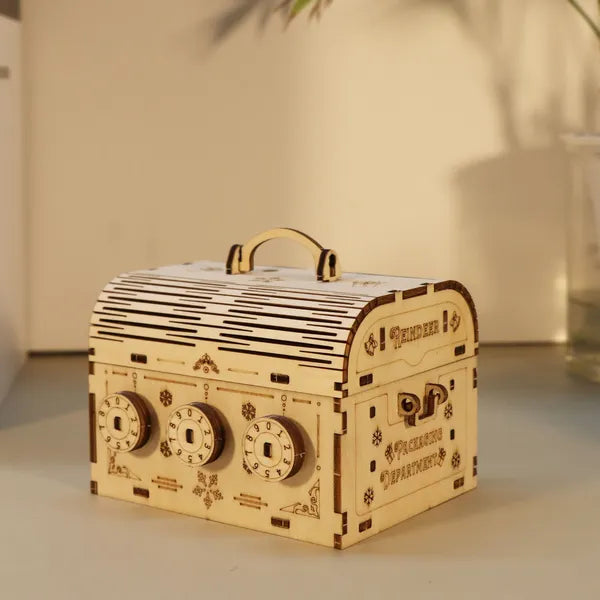 Maquette 3D en bois coffre au trésor à serrure à combinaison