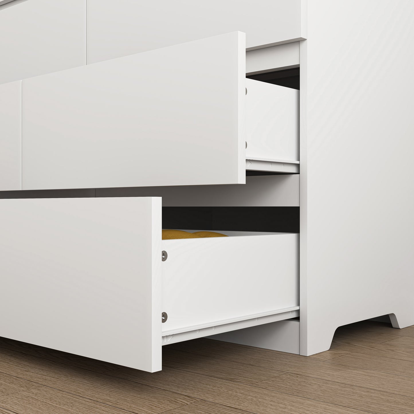 Commode 12 tiroirs en bois blanc, grand rangement chambre