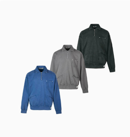Veste sweat délavée effet vintage, col chemise