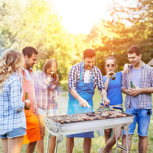 Barbecue au charbon pliable en acier inoxydable, portable