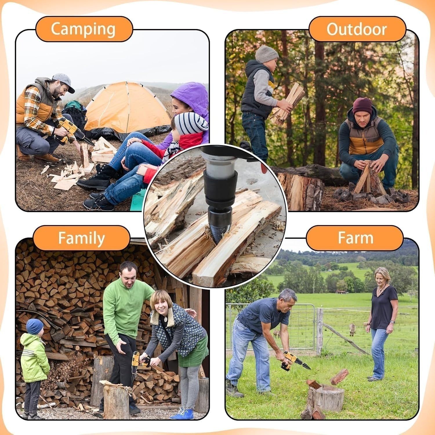 Kit fendeur de bois 32 mm avec 3 mèches et boîte de rangement