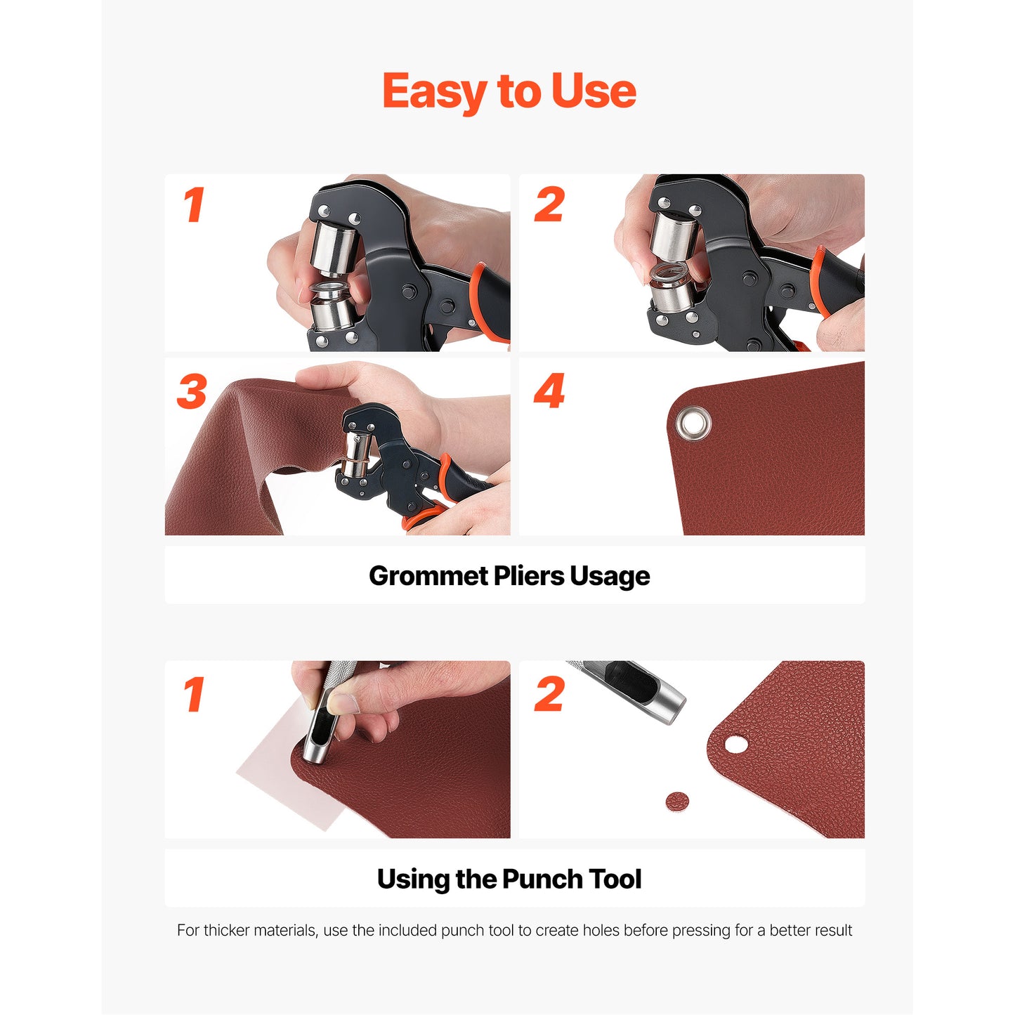 Kit œillets 900 pièces, tailles 1/4, 5/16 et 3/8 po