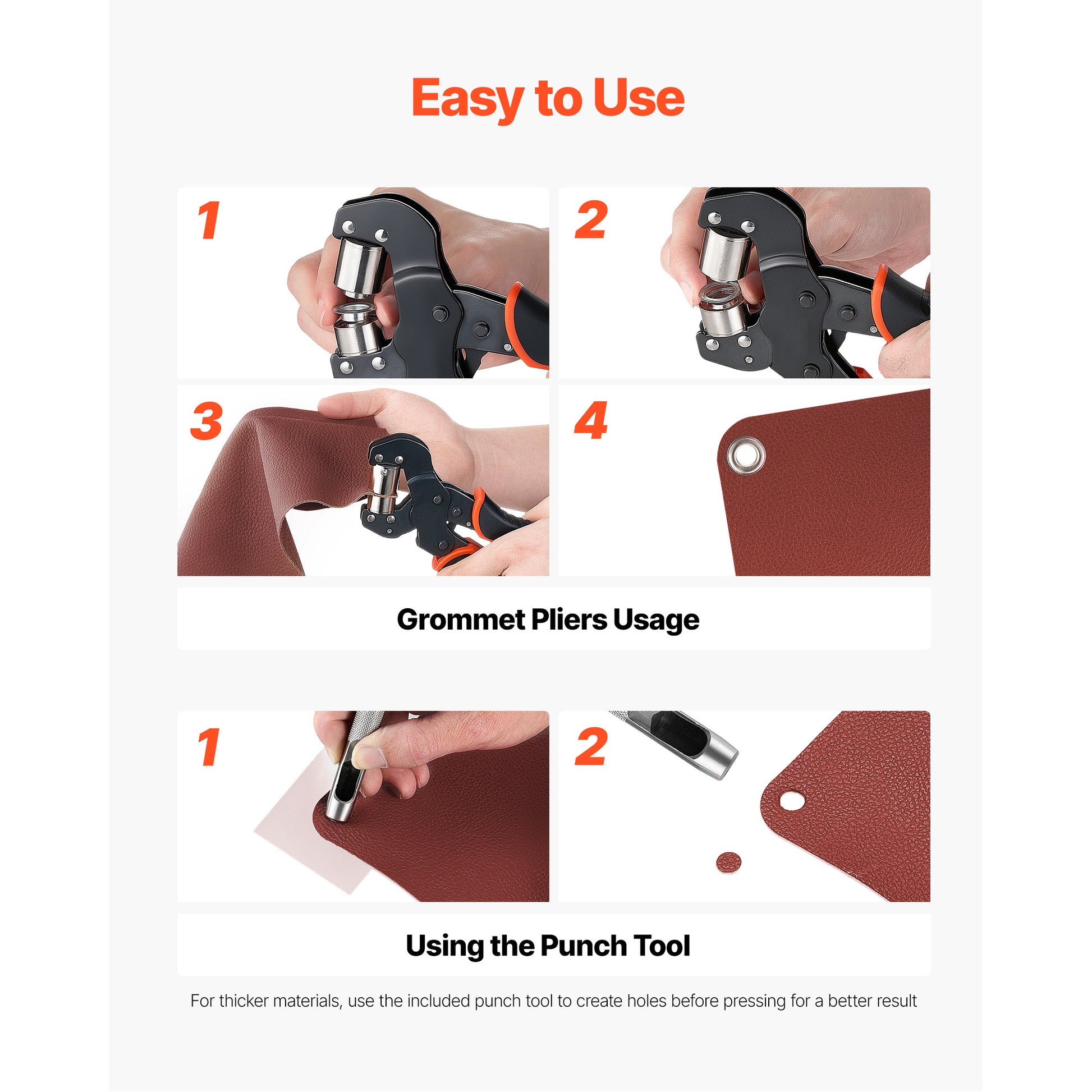 Kit œillets 900 pièces, tailles 1/4, 5/16 et 3/8 po