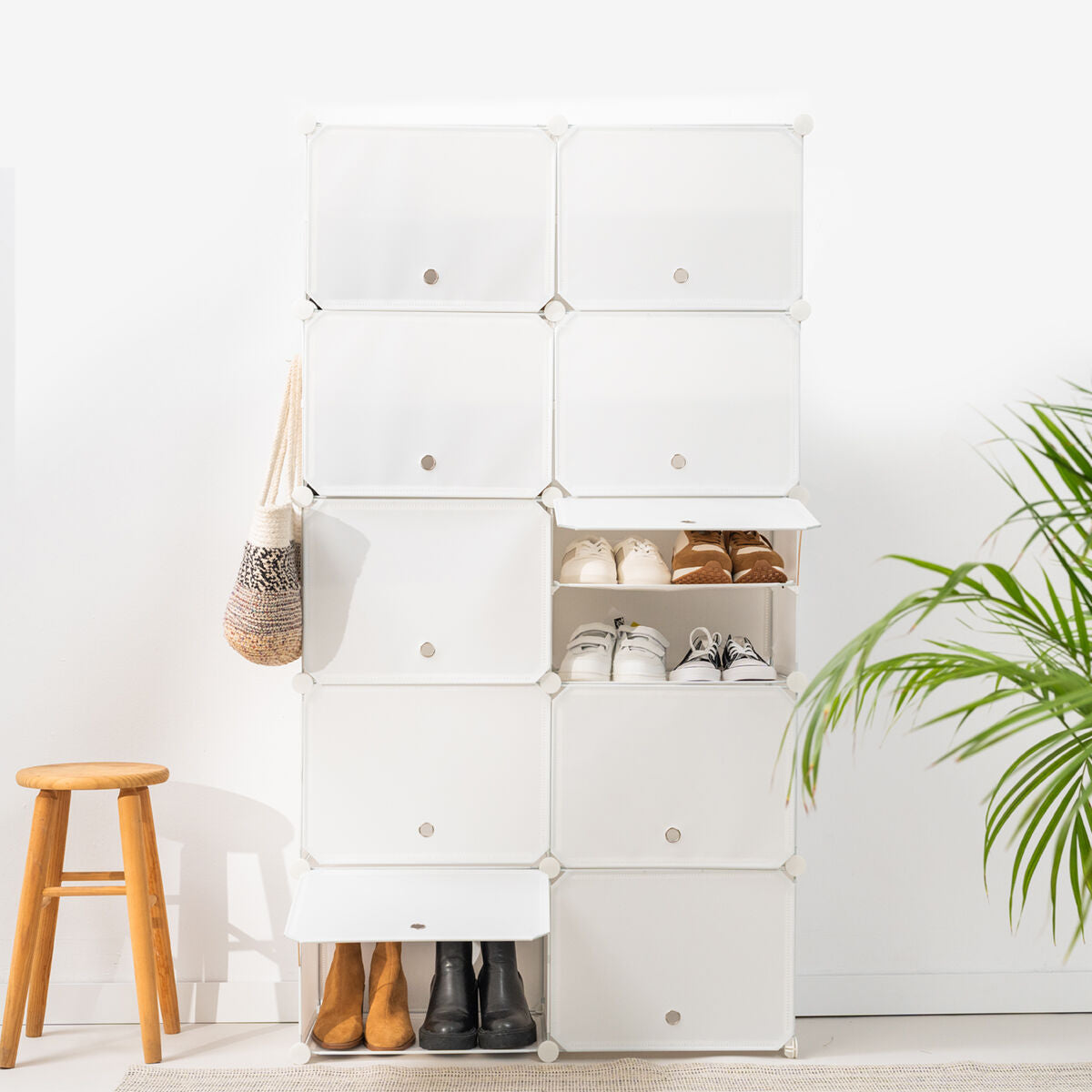 InnovaGoods Modulares Schuhregal — 36 Paar, Stapelbare Würfel